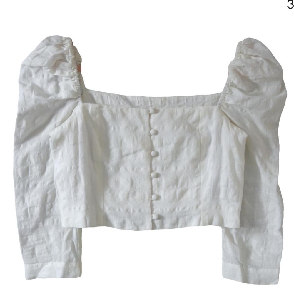 Mara Hoffman - square neck linen shirt (puff sleeve) sz 2